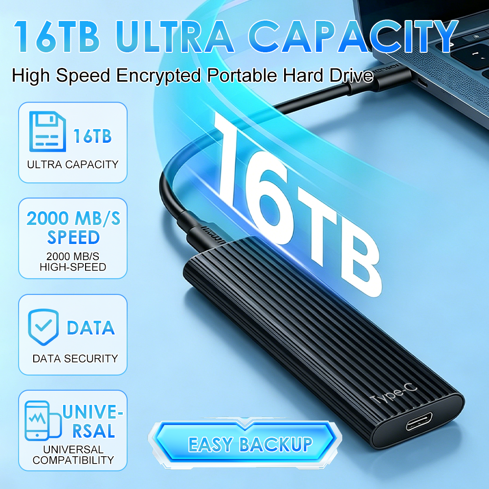🏆Flash Sale🦘❤️❤️❤️50K+ SOLD! Almost Gone-🔥16TB Type-C Portable Mini SSD - Up to 1050MB/s, IP65 Water and Dust Resistance, Updated Firmware