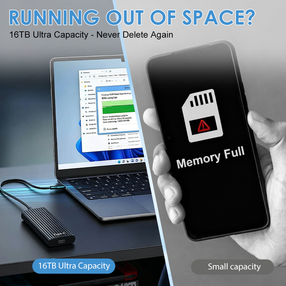🏆Flash Sale🦘❤️❤️❤️50K+ SOLD! Almost Gone-🔥16TB Type-C Portable Mini SSD - Up to 1050MB/s, IP65 Water and Dust Resistance, Updated Firmware