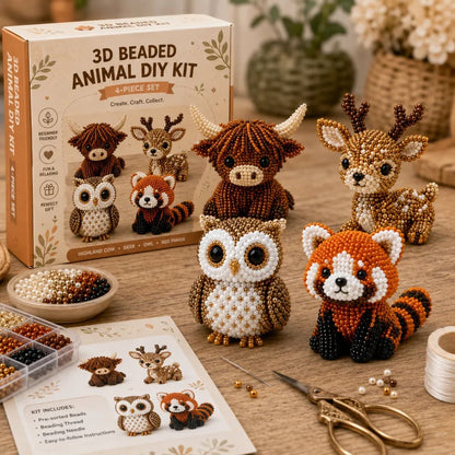 🏆Limited Time Sale 49% OFF🧵🦘Petite 3D Beaded Animal Craft Kit