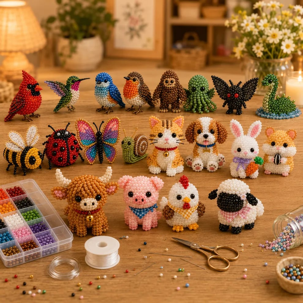 🏆Limited Time Sale 49% OFF🧵🦘Petite 3D Beaded Animal Craft Kit