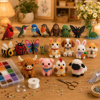 🏆Limited Time Sale 49% OFF🧵🦘Petite 3D Beaded Animal Craft Kit