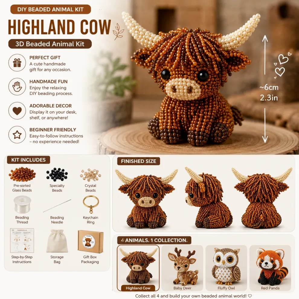 🏆Limited Time Sale 49% OFF🧵🦘Petite 3D Beaded Animal Craft Kit