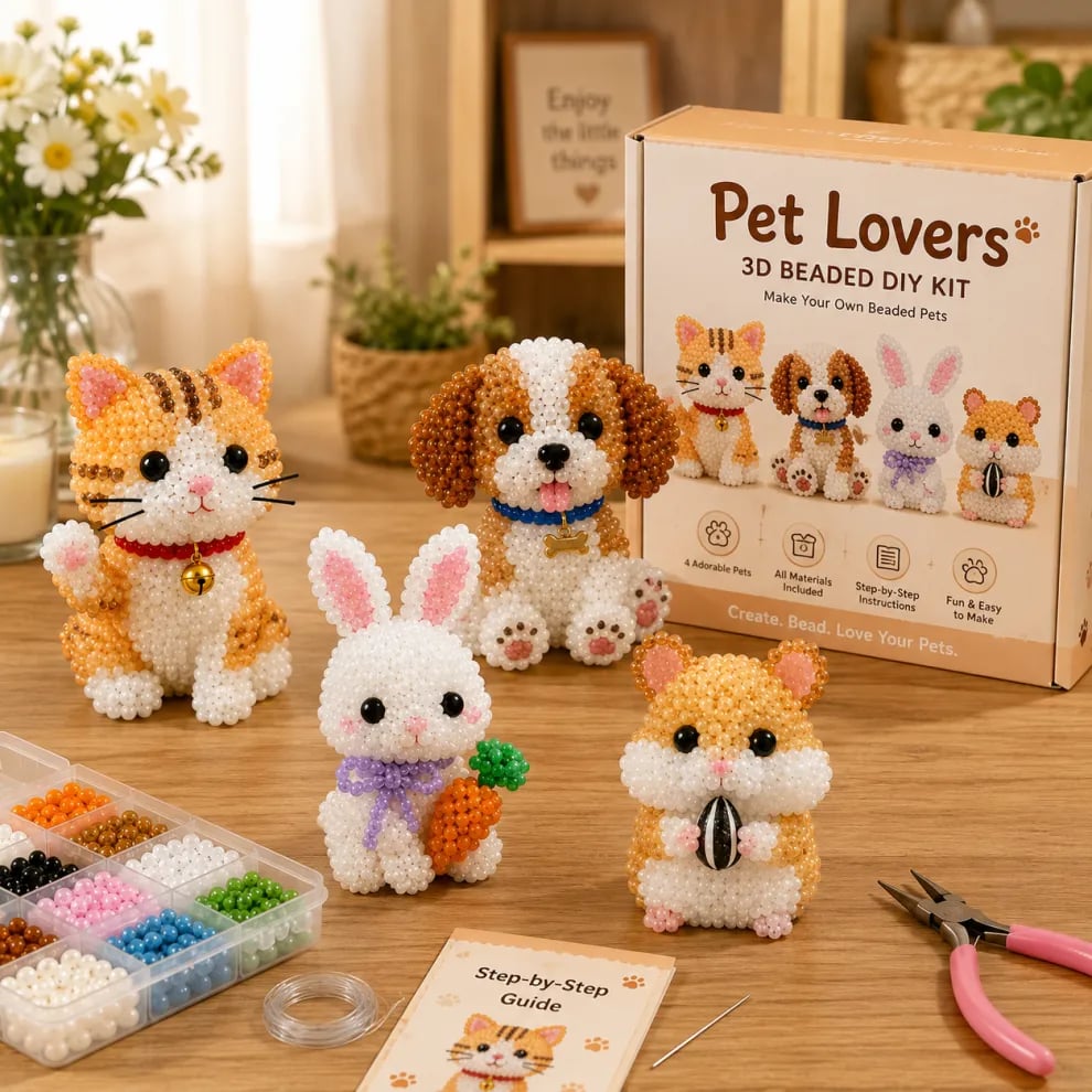 🏆Limited Time Sale 49% OFF🧵🦘Petite 3D Beaded Animal Craft Kit