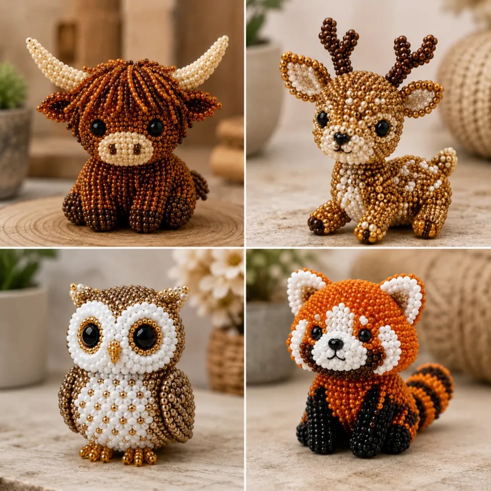 🏆Limited Time Sale 49% OFF🧵🦘Petite 3D Beaded Animal Craft Kit